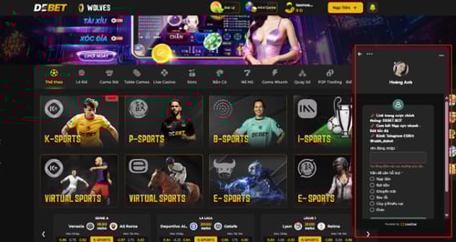 Sử dụng live chat Debet để được hỗ trợ chỉ trong vài giây